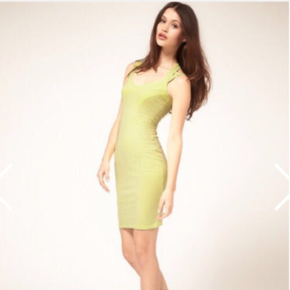 ASOS PETITE Neon Yellow Bodycon Dress